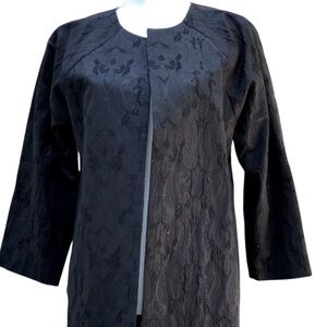 Eileen Fisher Dressy Jacquard Long Black Sparkly Jacket Tunic, sz S